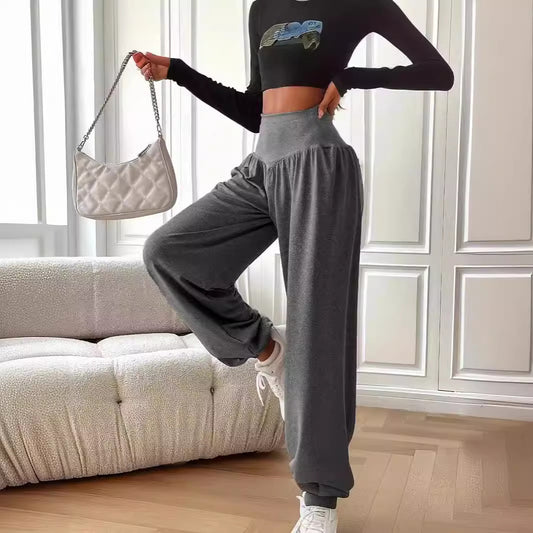 Einfarbige, atmungsaktive und hängende Sporthose für Damen