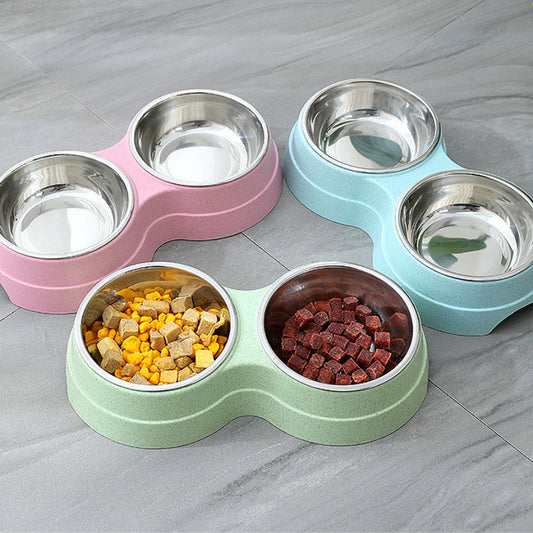 Pet Bowls Dog Food Water Feeder Stainless Steel