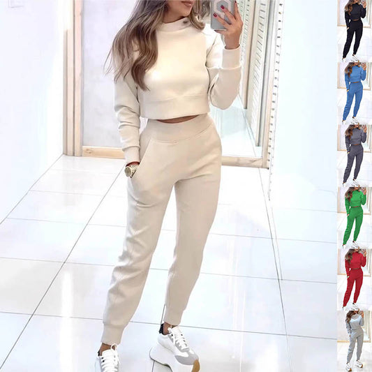 Sports Suit Fashion Long-sleeves Top And Slim Trousers