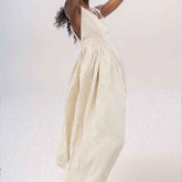Summer V-neck Dress - High Waist Long Dress for Effortless Style - Swefashionstore