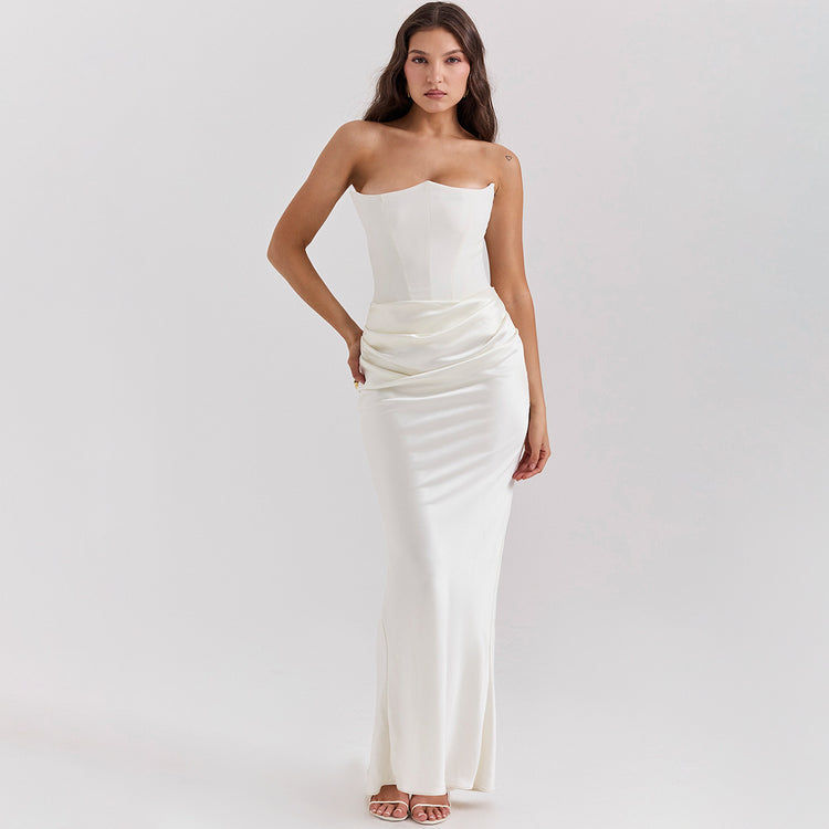 Unique Design Slim Mid-Waist Tube Top Long Dress - Swefashionstore