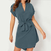 V-neck Short Sleeve Dress For Women - Swefashionstore