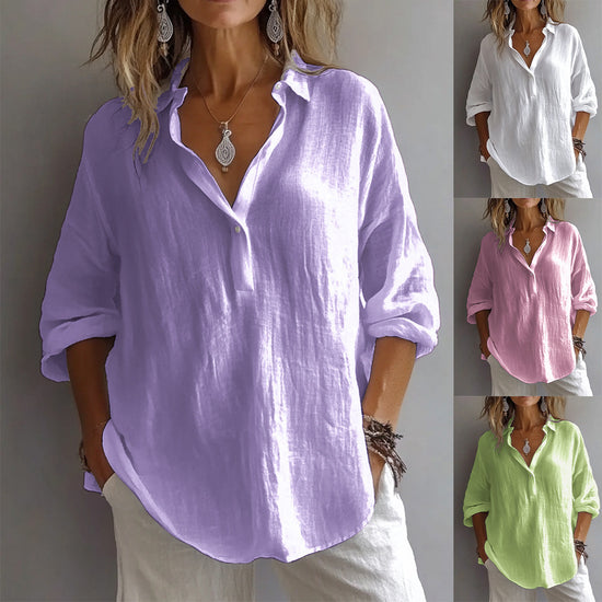 Fashion Long-sleeved Lapel Pullover Shirt - Swefashionstore