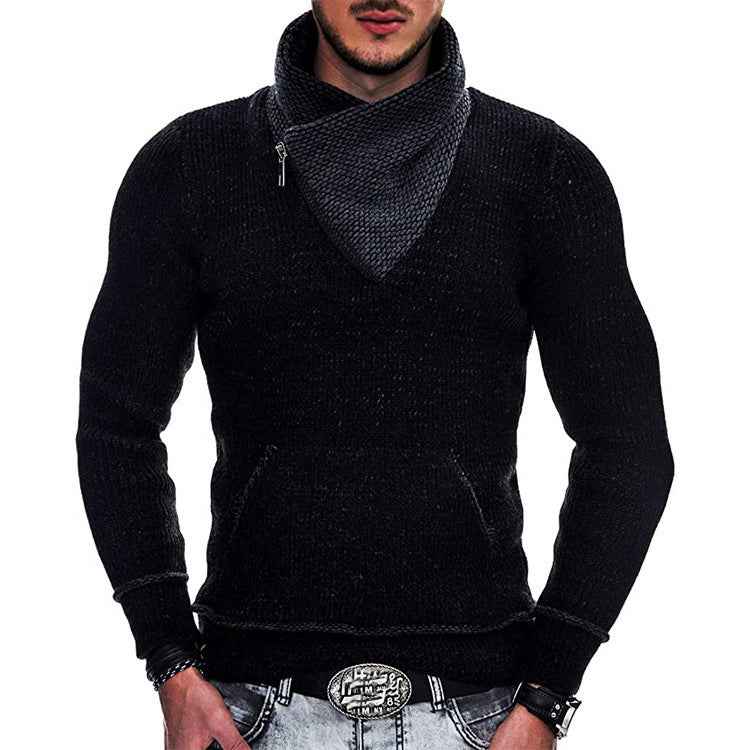 Fashion Slim Fit Knit Coat with High Neck and Pockets