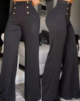 Fashionable Slim Fit Double-breasted Flared Trousers With Slight Stretch - Swefashionstore