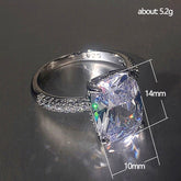 FOUR-CLAW White Square DIAMOND Ring Large Zircon - Swefashionstore