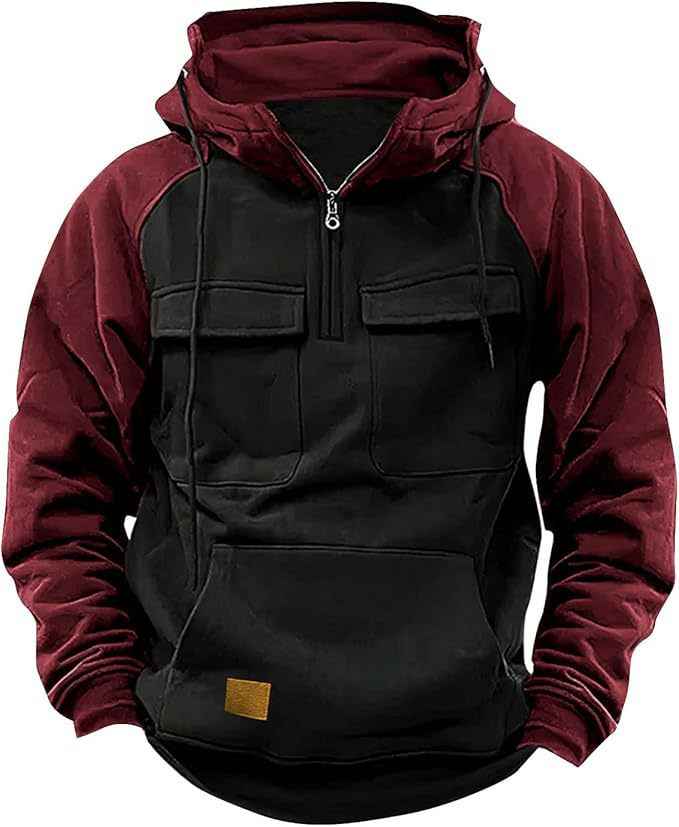 Fall Winter Retro Cargo Hoodies Men&