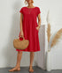 Summer Short-sleeved Dress With Pockets Fashion Solid Round Neck A-line Dresses For Women Clothing - Swefashionstore