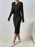 Front Button Cropped Top And Slim Fit Dress - Swefashionstore