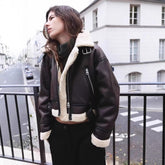 Wear Fur Integrated Lapel Thickening Warm Double-sided Casual Short Jacket Coat - Swefashionstore