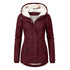 Winter Hooded Jacket for Women - Solid Color Fleece Zip-up with Pockets