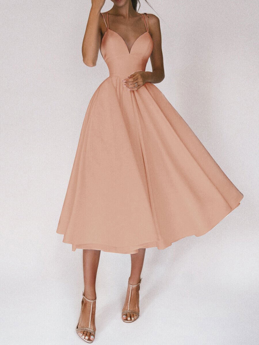 New Design V-neck Suspender Summer Fashion A-Line Long Dresses