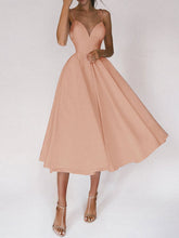 New Design V-neck Suspender Summer Fashion A-Line Long Dresses - Swefashionstore