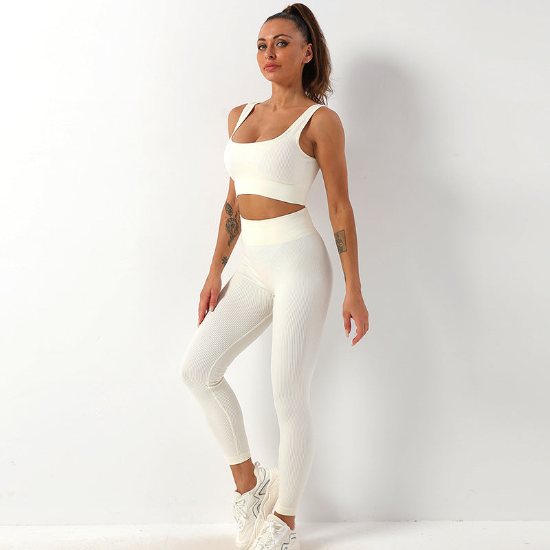 2pcs Thread Yoga SUIT Seamless Bra Lifting High Waist Leggings SET
