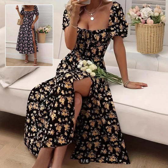 Summer Fashion Lace-up Beach Long Dresses Women&