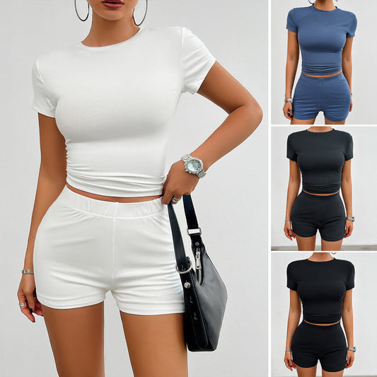 Slim Sports Suit Short-sleeved Round Neck T-shirt
