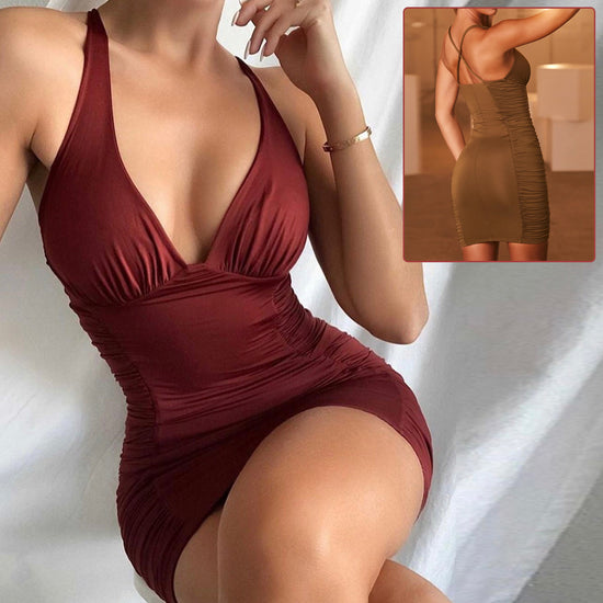 V-neck Dress INS Fashion Backless Short Dress - Swefashionstore
