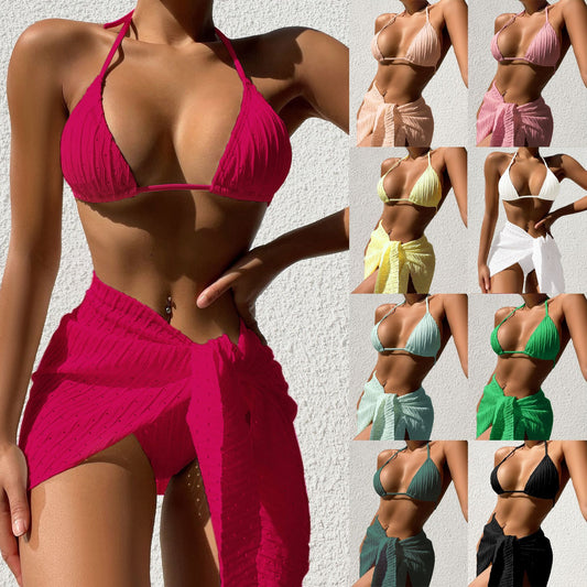 3pcs Halter Neck Swimsuit Set Beach