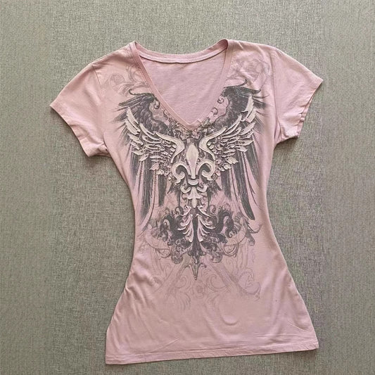 American Retro V-neck Short Sleeve