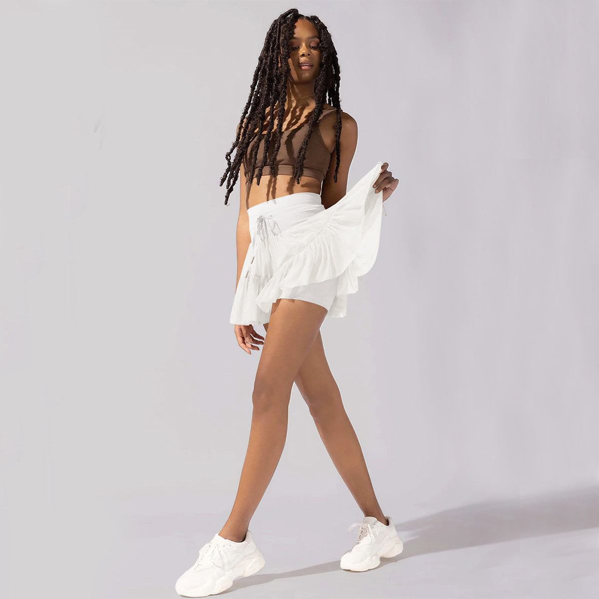 High Waist Dress With Anti-exposure Safety Pants - Swefashionstore