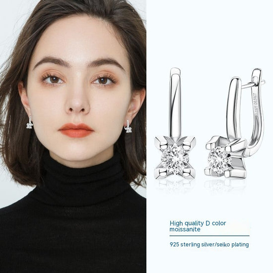 Moissanite Earrings S925 Sterling Silver - Swefashionstore