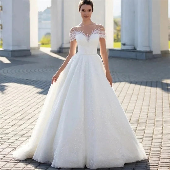 Off-shoulder Light Wedding Dress Bridal Main Yarn Lace Wedding Veil Small Trailing - Swefashionstore