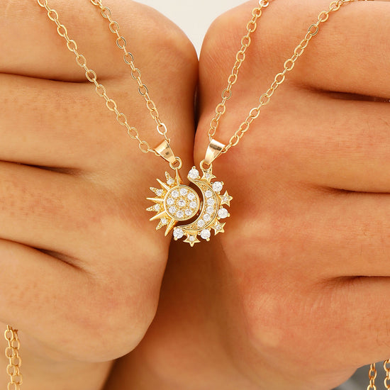 2pcs Necklace Sun And Moon Magnetic Pendant - Swefashionstore