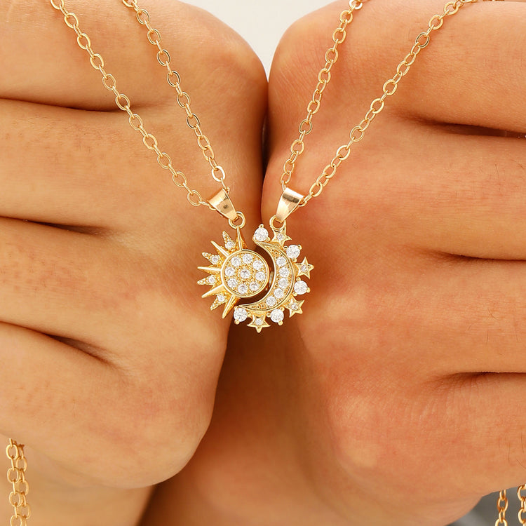 2pcs Necklace Sun And Moon Magnetic Pendant - Swefashionstore