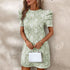 LADIES Puff Sleeve Texture Jacquard Round Neck RETRO Dress - Swefashionstore