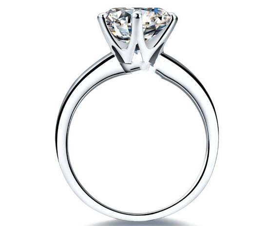 925 Silver Gold-plated Six-claw Ring With Moissanite Female T Carbon Diamond - Swefashionstore