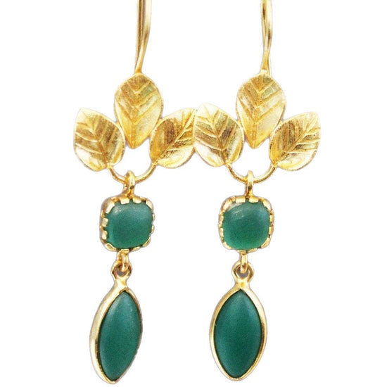 French Leaves Tassel Water Drop Zircon Retro Temperament High Sense Small Delicate Earrings - Swefashionstore