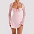 Y2K  Lace Long Sleeve Dress Fashion Sexy Corset Backless Lace Up Short Dresses Womens Clothing - Swefashionstore