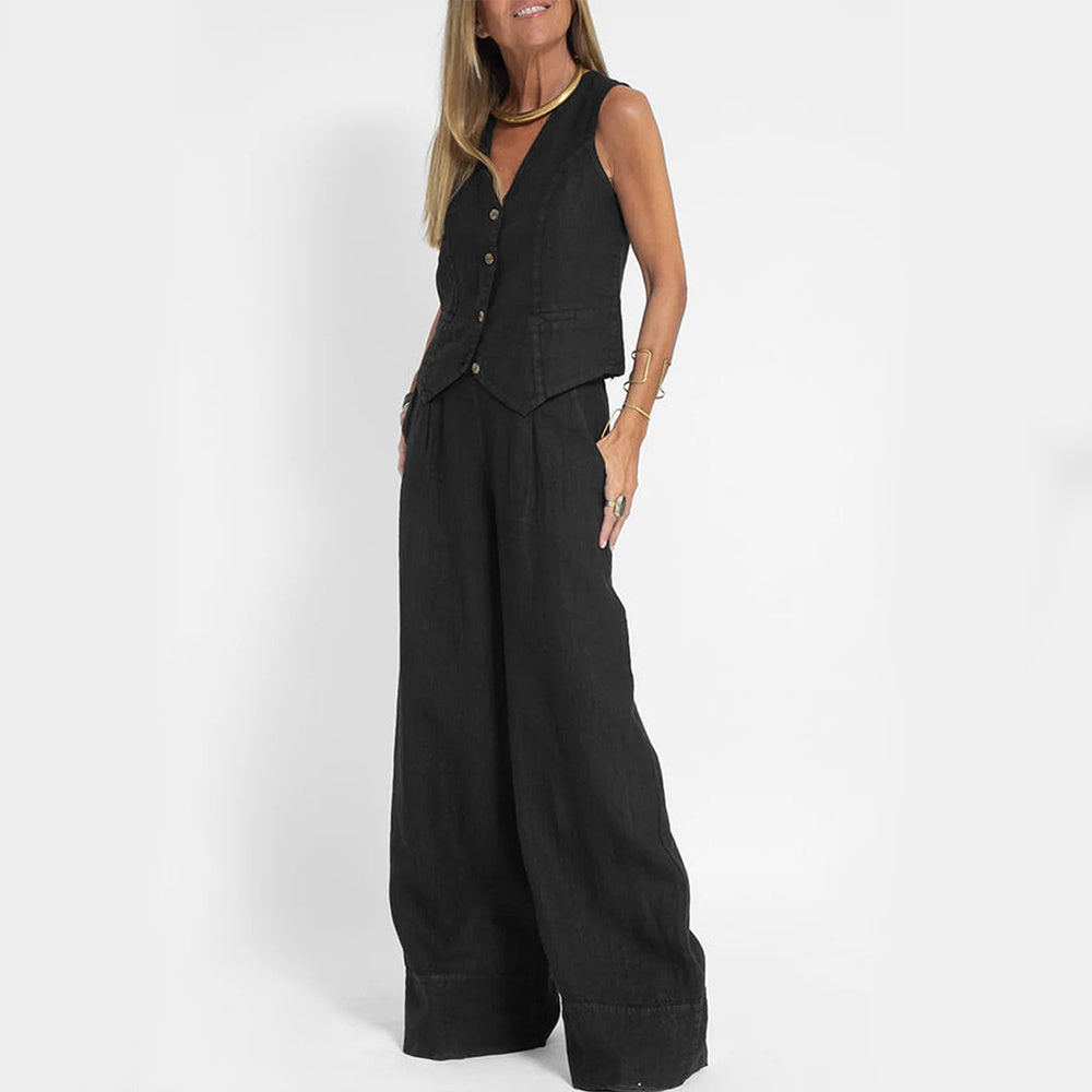 Summer Vest Suits V-neck Straight Trousers