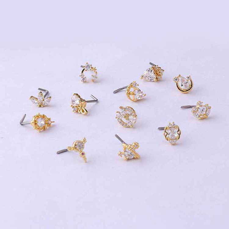 Fashion Personality Love Crown Zircon Nose Stud