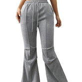 Simple Casual Pants Drawstring Elastic Waist Wide Leg Trousers - Swefashionstore