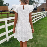 SUMMER FASHION Lace Solid Color Loose Dress - Swefashionstore