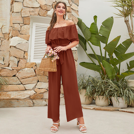 Kurze, kurzärmlige Hose mit weitem Bein und Schnürung für Damen