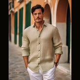 FASHION FOR MEN Medieval Retro Cotton And Linen Lapel Shirt - Swefashionstore
