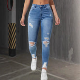 Stretch Ripped Slim Fit Feet Women&