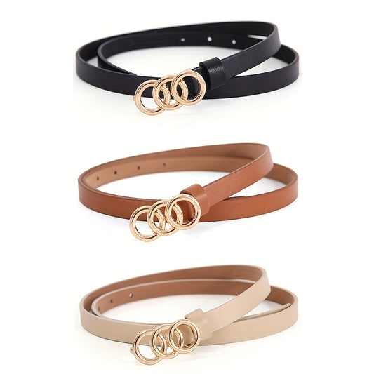 Women's Stylish RETRO Minimalism 3-ring Thin Belt