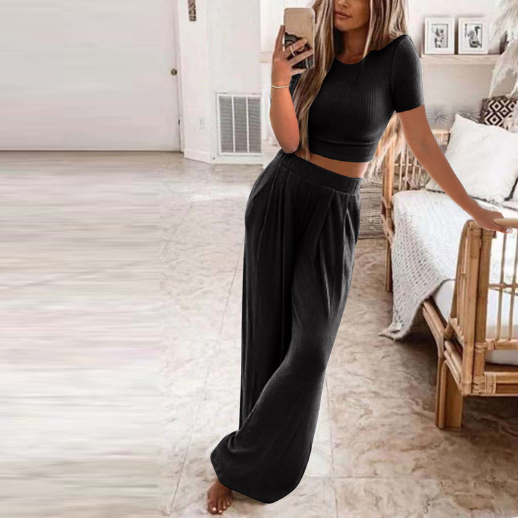Solid CASUAL Home Two-piece SUIT For Women - Swefashionstore