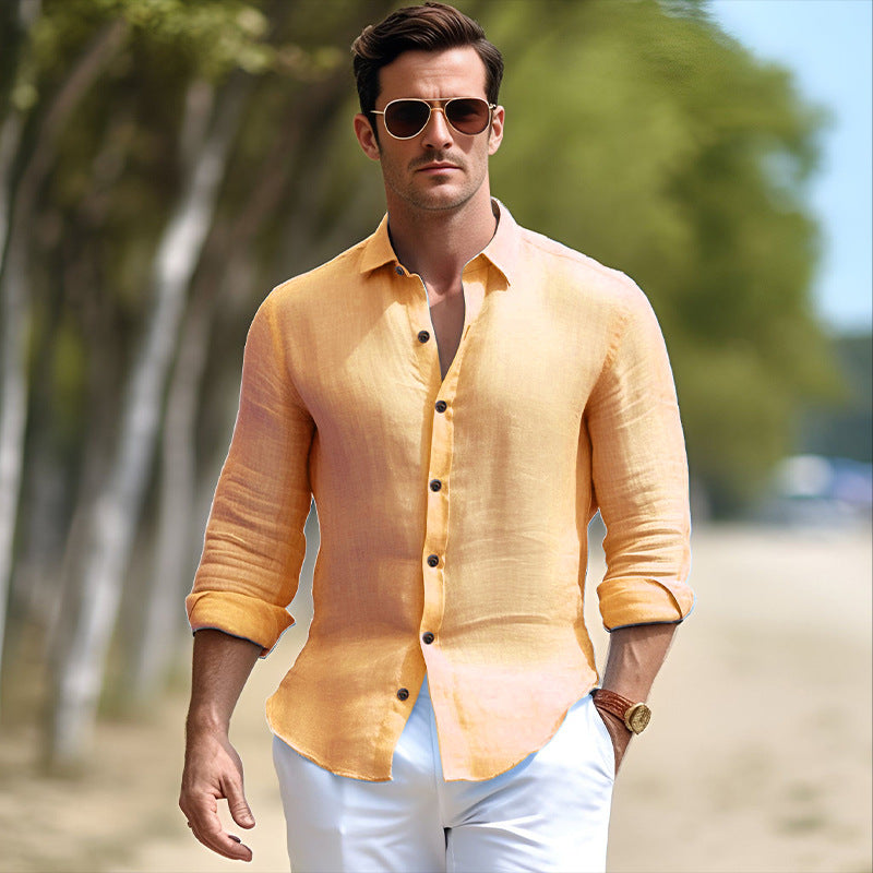 FASHION FOR MEN Medieval Retro Cotton And Linen Lapel Shirt - Swefashionstore