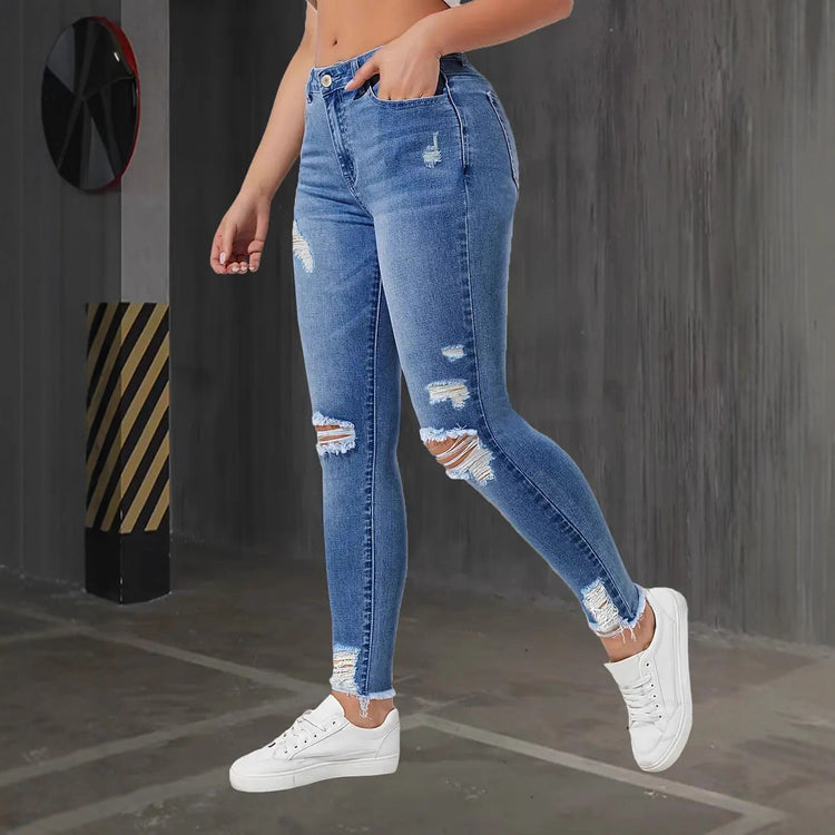 Stretch Ripped Slim Fit Feet Women&