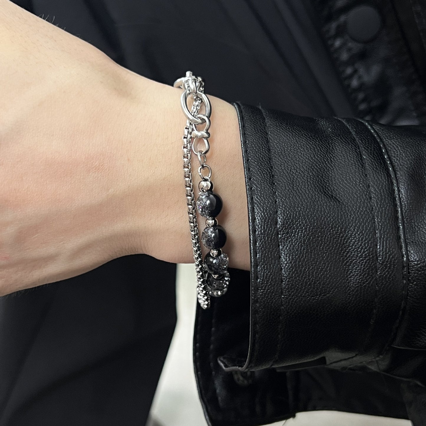 Titanium Steel Double-layer Burst Beads Bracelet