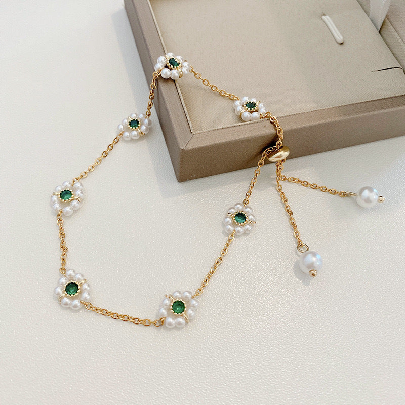 Pearl Flowers Bracelet All-match Fashion Adjustable Chain Bracelet - Swefashionstore