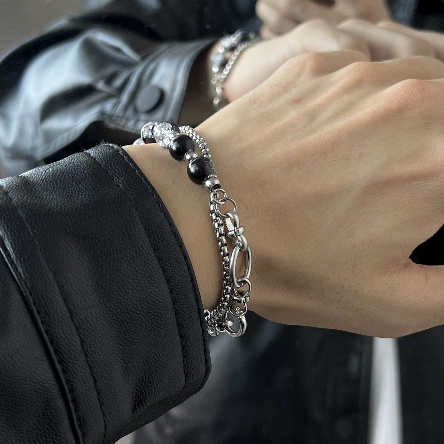 Titanium Steel Double-layer Burst Beads Bracelet