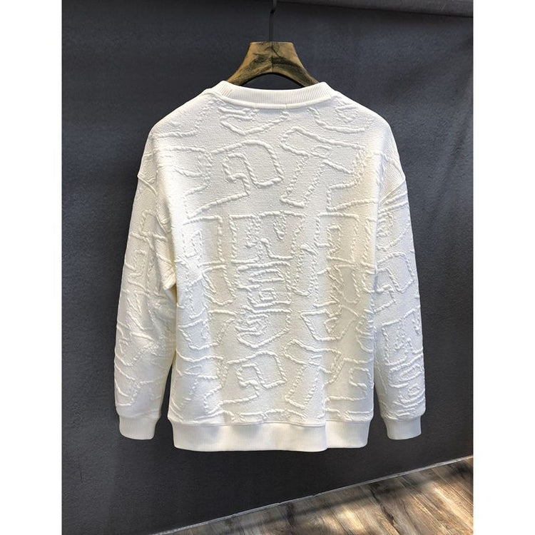 Texture Jacquard Heavy Round Neck Sweater - Swefashionstore