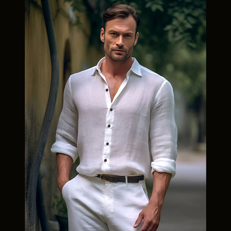 FASHION FOR MEN Medieval Retro Cotton And Linen Lapel Shirt - Swefashionstore