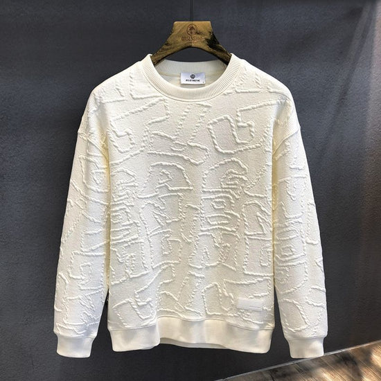 Texture Jacquard Heavy Round Neck Sweater - Swefashionstore
