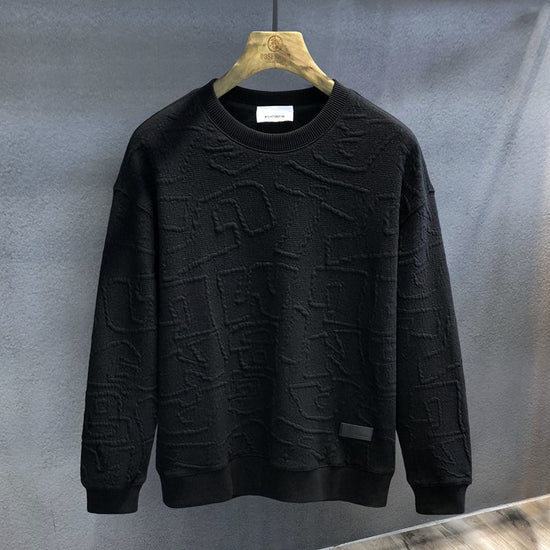 Texture Jacquard Heavy Round Neck Sweater - Swefashionstore
